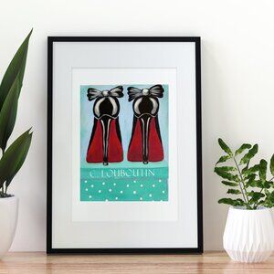 Original Acrylic Painting of Red Bottom High Heel Shoes - Fashion Wall Decor